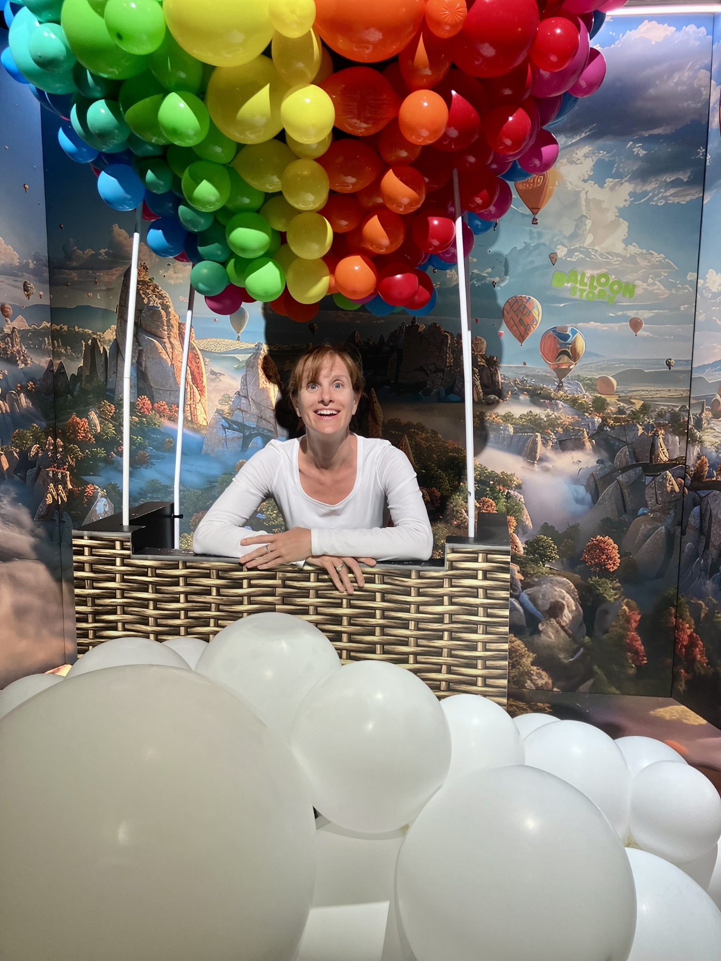 Erin in a balloon installation