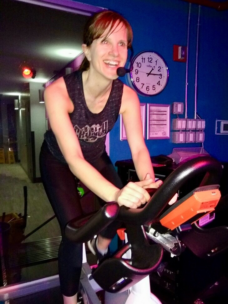 Erin teaching spin class